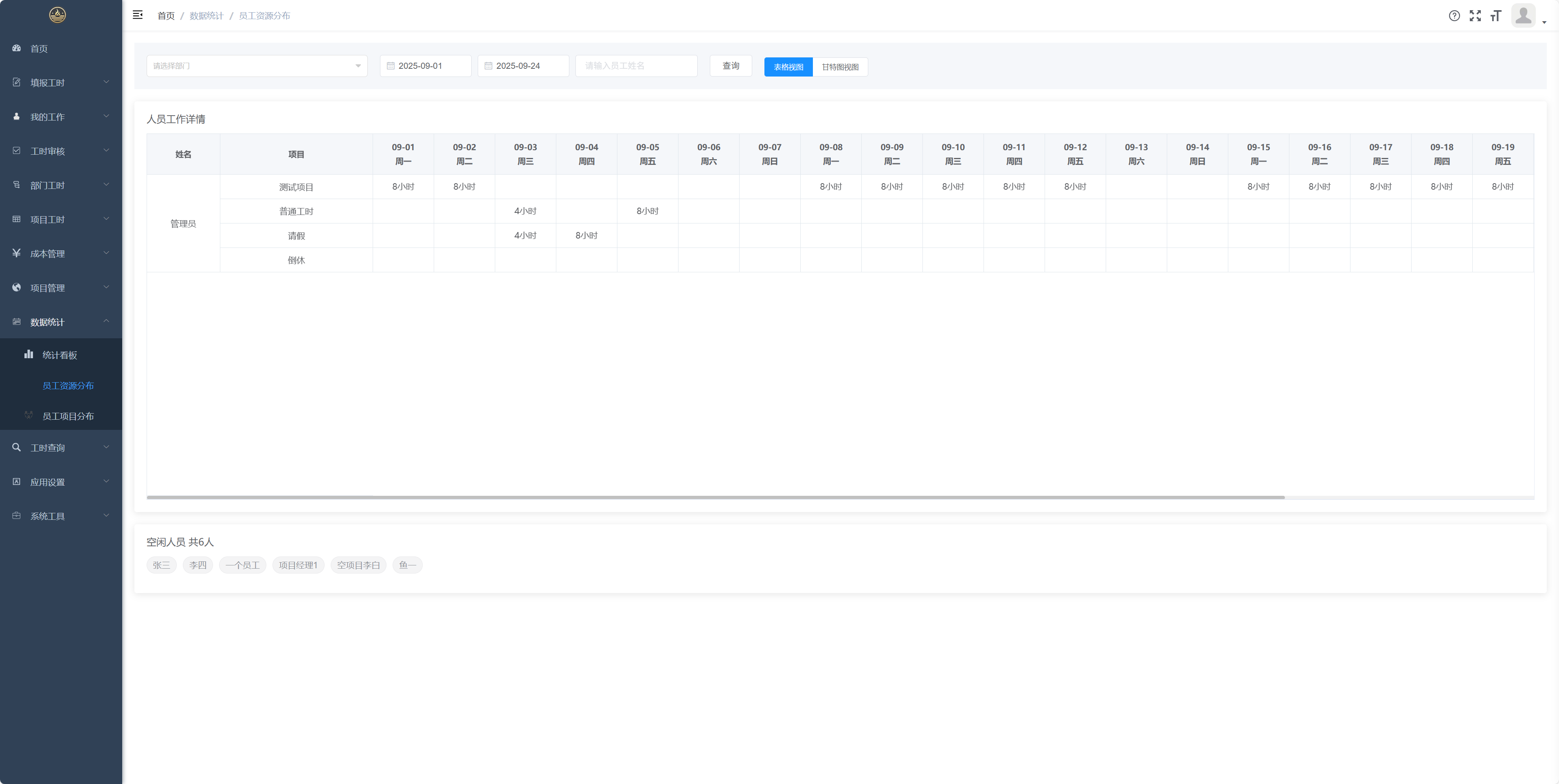 工时记录界面截图